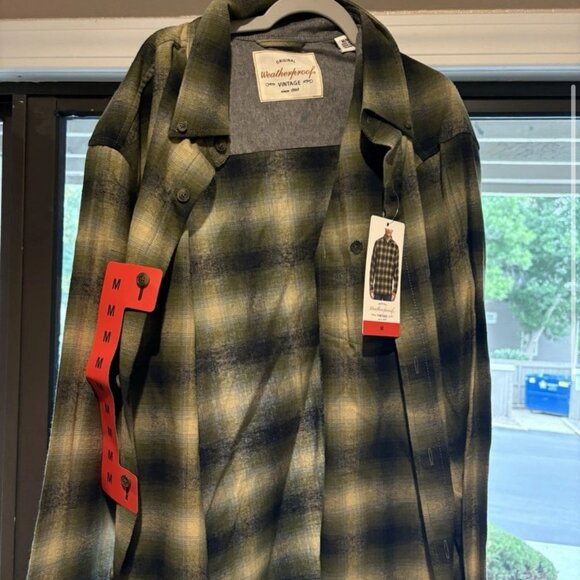 NWT Original Weatherproof Vintage Men's Green Plaid Flannel Button Up medium - Picture 1 of 1
